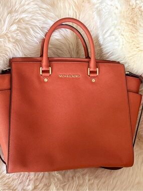 Michael Kors Coral Saffiano Leather Satchel